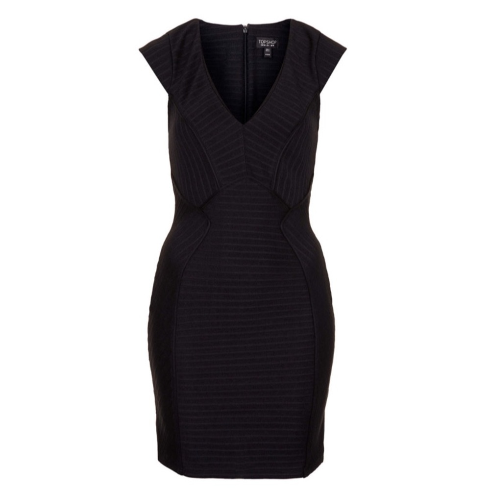 topshop black bodycon dress Topshop Black Ribbed V Bandage Bodycon Dress